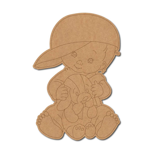 Kid With Teddy Bear Pre Marked MDF Design 1