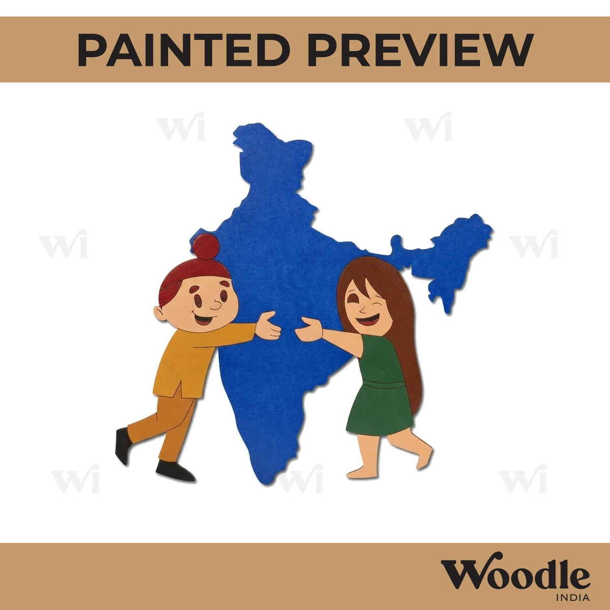 Kids Hugging India Pre Marked MDF Design 1