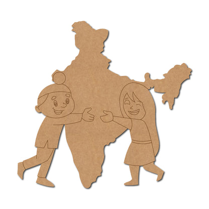 Kids Hugging India Pre Marked MDF Design 1