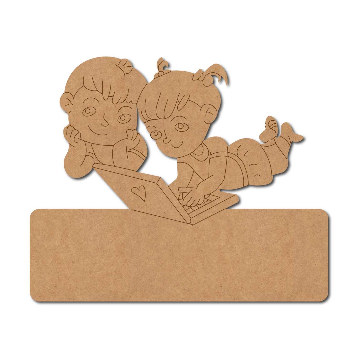 Kids Using Laptop Nameplate Pre Marked MDF Design 1