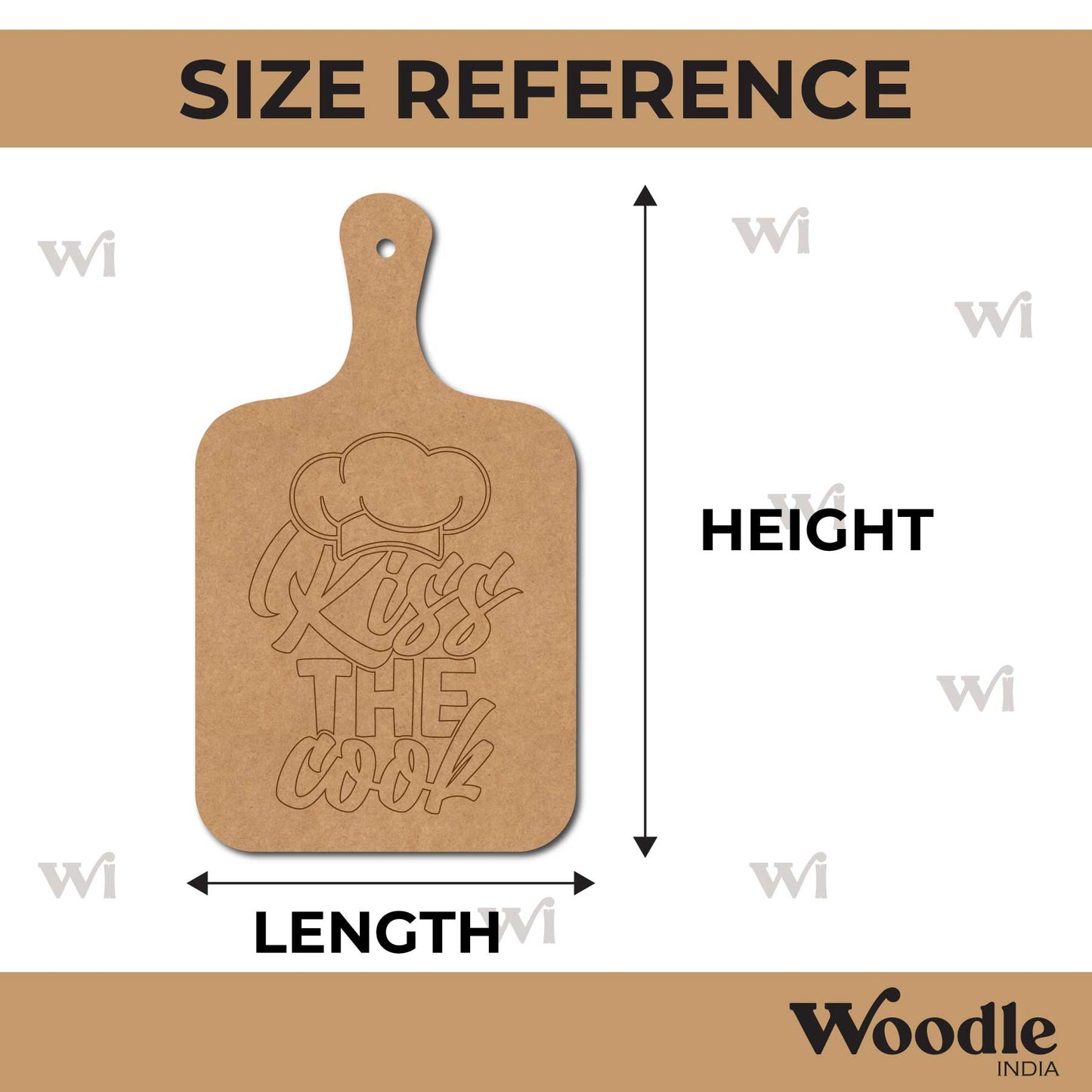 Kiss The Cook Pre Marked Chopping Board MDF Design 1