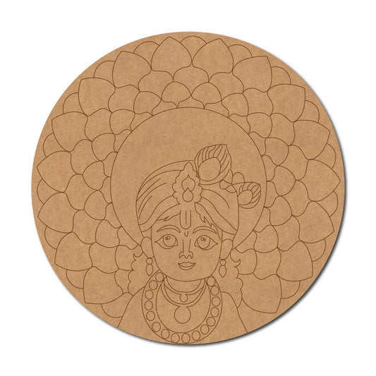 Krishna Ji Mandala Pre Marked Round MDF Design 1