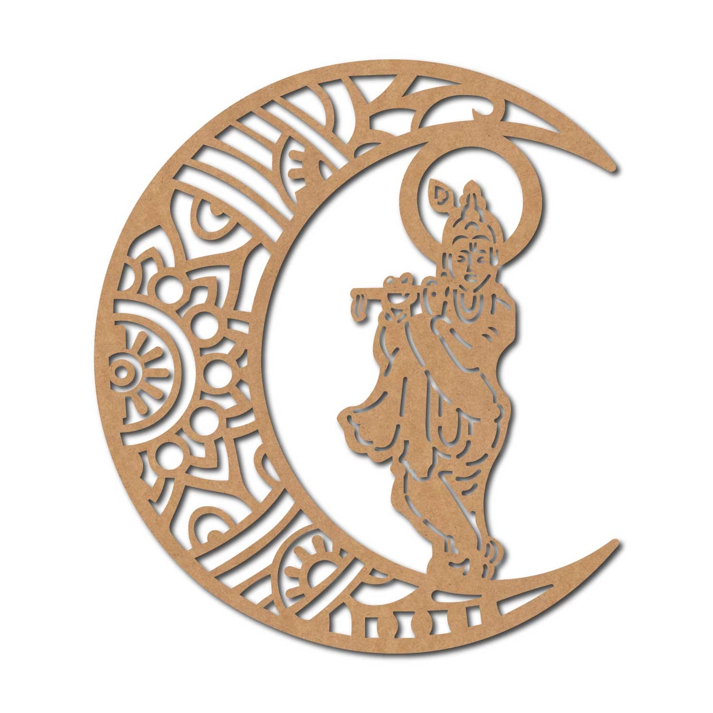 Krishna Ji Moon Cutout MDF Design 1