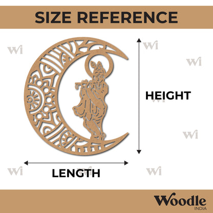 Krishna Ji Moon Cutout MDF Design 1