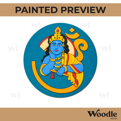 Krishna Ji Om Pre Marked Round MDF Design 1