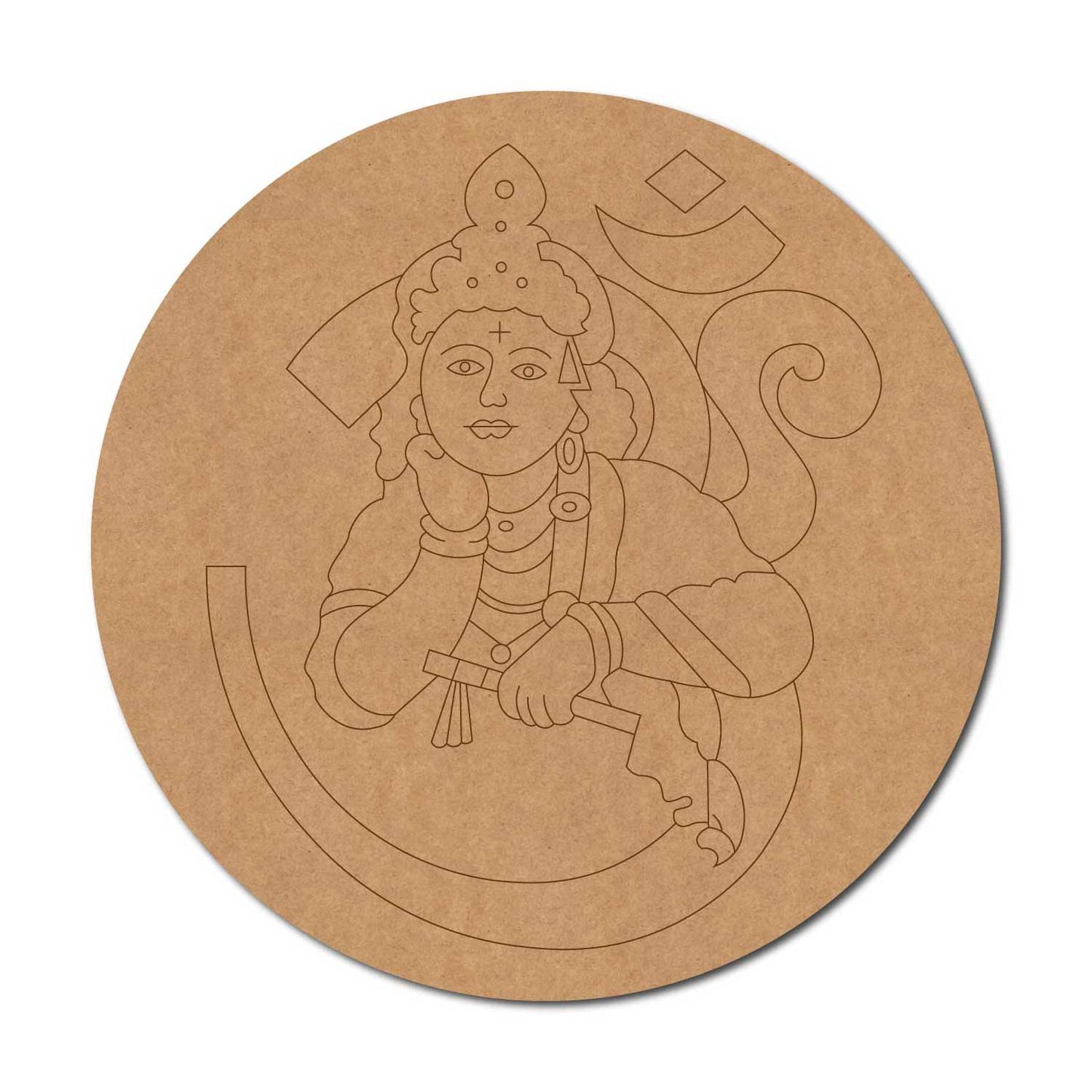 Krishna Ji Om Pre Marked Round MDF Design 1