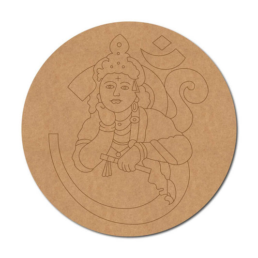 Krishna Ji Om Pre Marked Round MDF Design 1