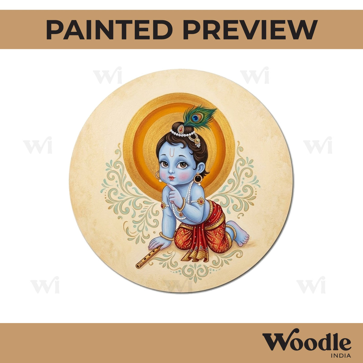 Krishna Ji Pre Marked Round MDF Design 1