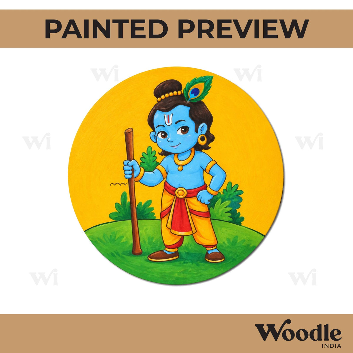 Krishna Ji Pre Marked Round MDF Design 2