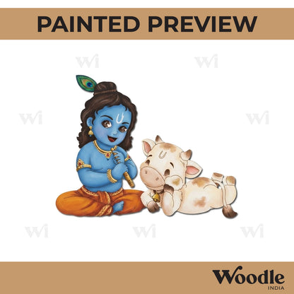 Krishna Ji With Cow Pre Marked MDF Design 1
