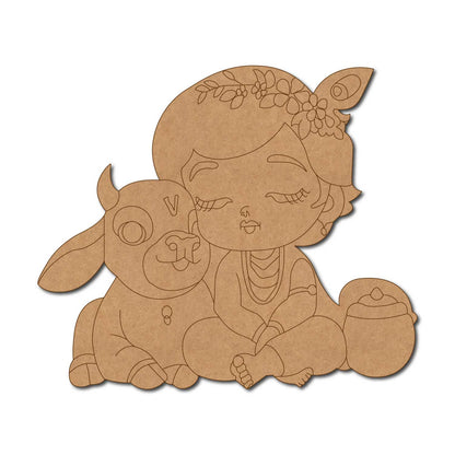 Krishna Ji With Cow Pre Marked MDF Design 2