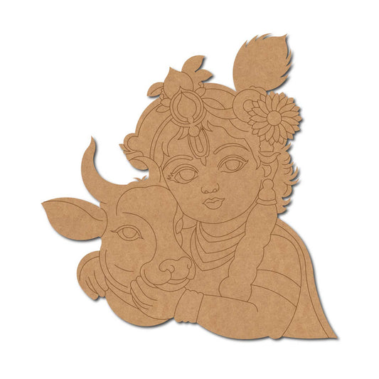 Krishna Ji With Cow Pre Marked MDF Design 3