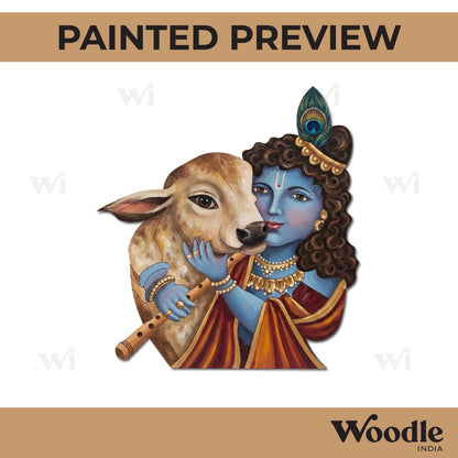Krishna Ji With Cow Pre Marked MDF Design 4