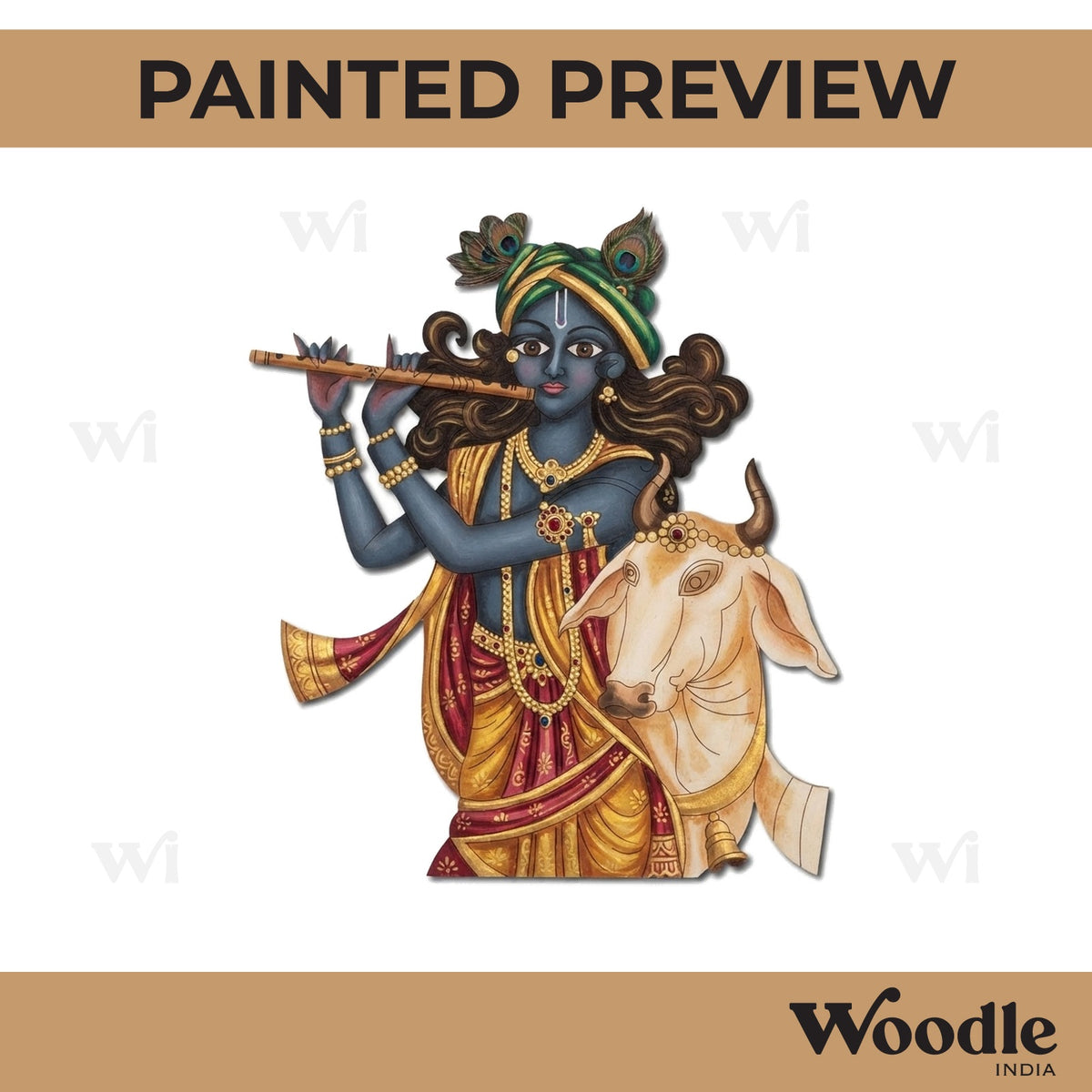 Krishna Ji With Cow Pre Marked MDF Design 5