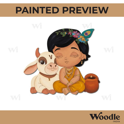 Krishna Ji With Cow Pre Marked MDF Design 2