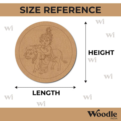Krishna Ji With Cow Pre Marked Round MDF Design 1