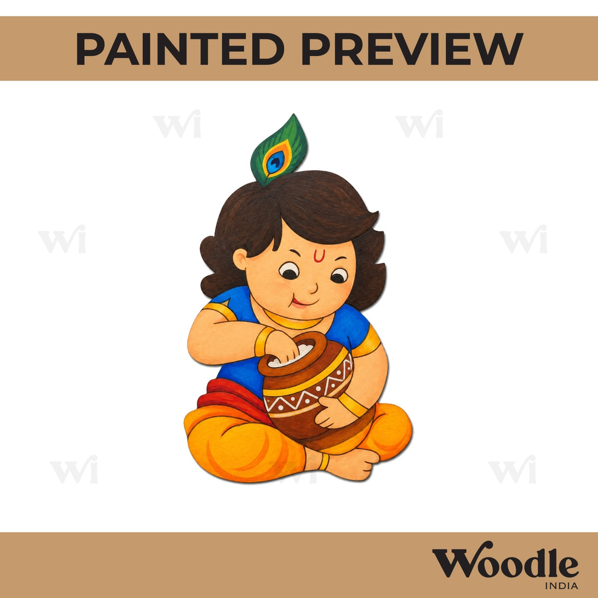 Krishna Ji With Makhan Pre Marked MDF Design 1