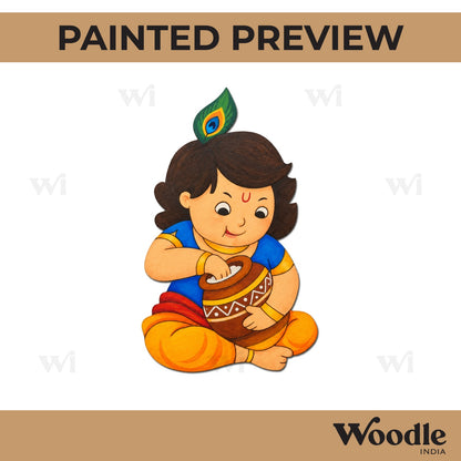 Krishna Ji With Makhan Pre Marked MDF Design 1