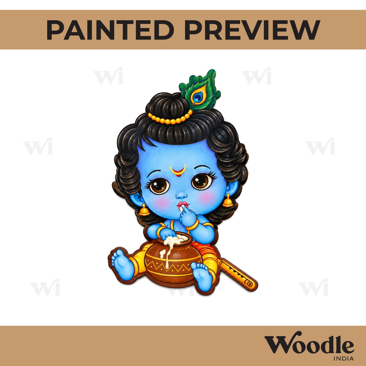Krishna Ji With Makhan Pre Marked MDF Design 10