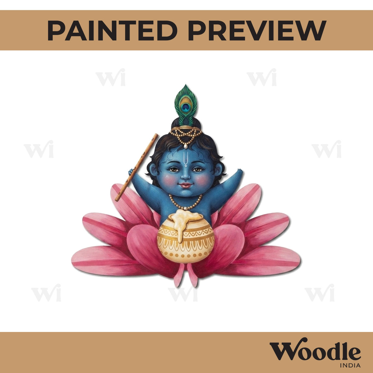 Krishna Ji With Makhan Pre Marked MDF Design 11