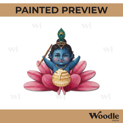 Krishna Ji With Makhan Pre Marked MDF Design 11