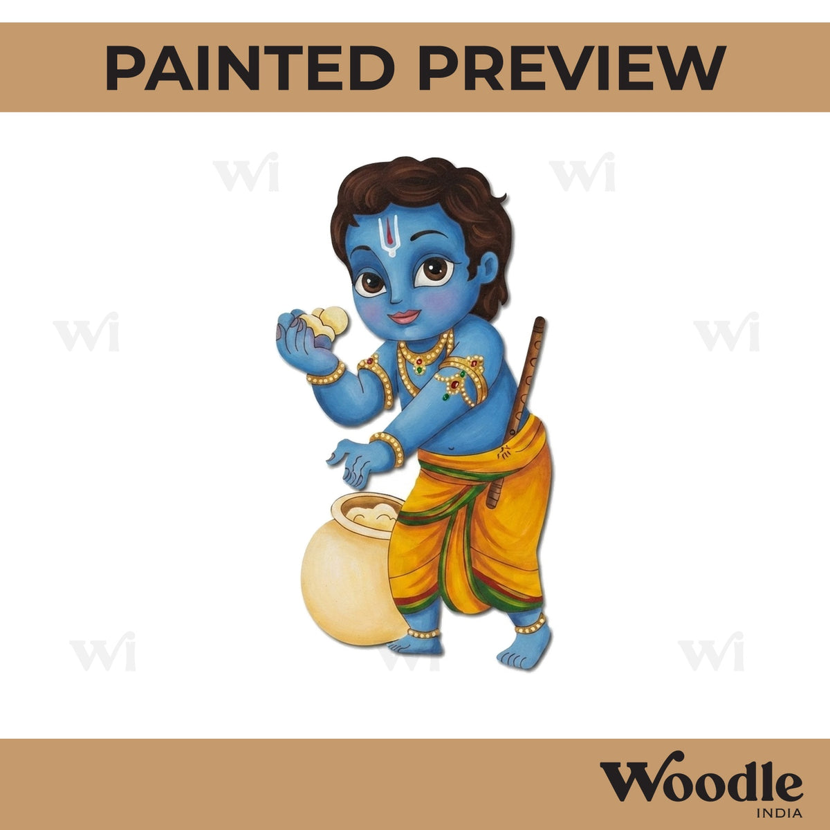 Krishna Ji With Makhan Pre Marked MDF Design 2