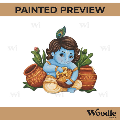 Krishna Ji With Makhan Pre Marked MDF Design 3