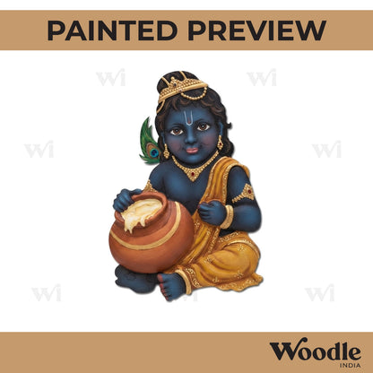 Krishna Ji With Makhan Pre Marked MDF Design 4