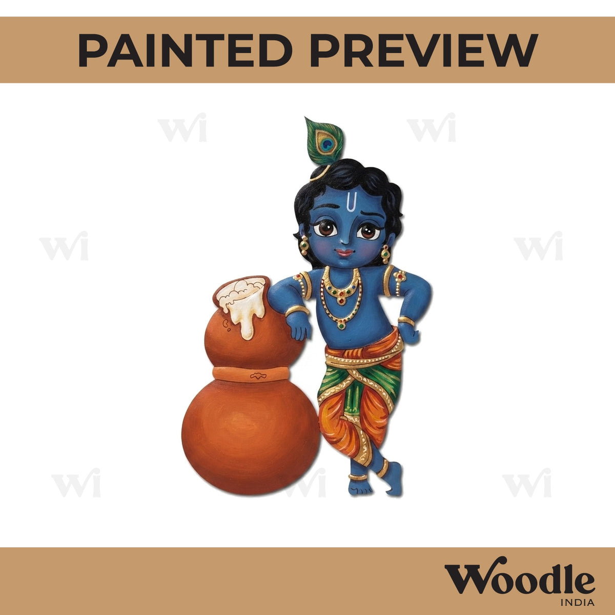 Krishna Ji With Makhan Pre Marked MDF Design 5
