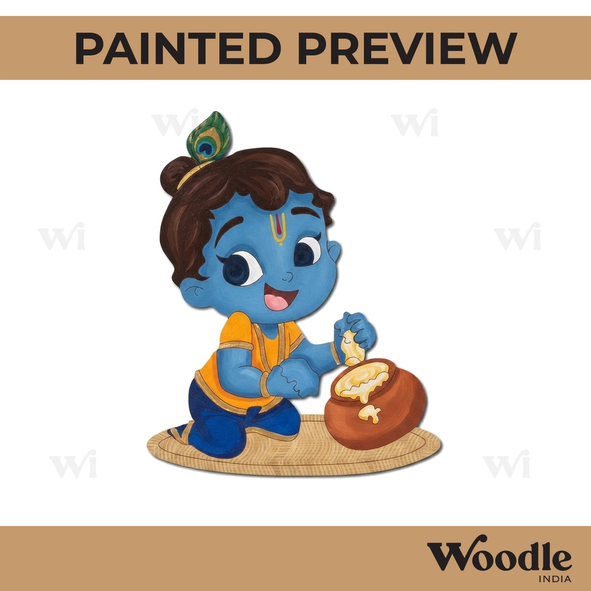Krishna Ji With Makhan Pre Marked MDF Design 7