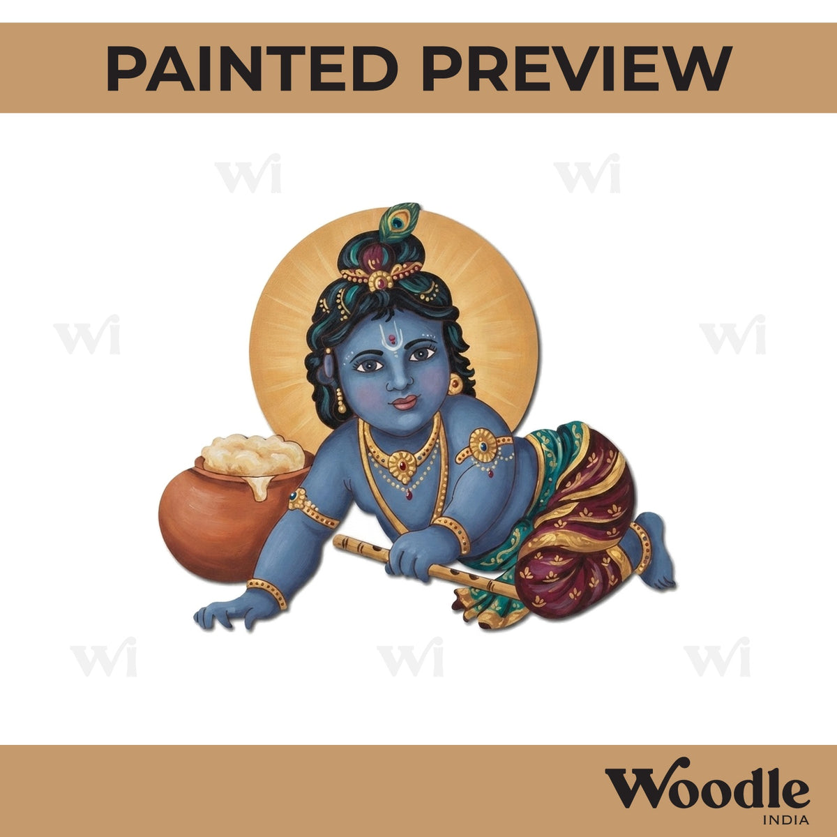Krishna Ji With Makhan Pre Marked MDF Design 8