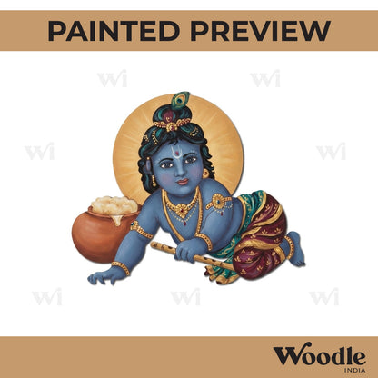 Krishna Ji With Makhan Pre Marked MDF Design 8