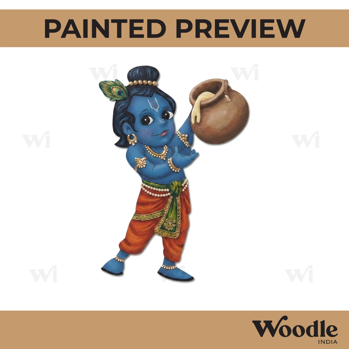 Krishna Ji With Makhan Pre Marked MDF Design 9