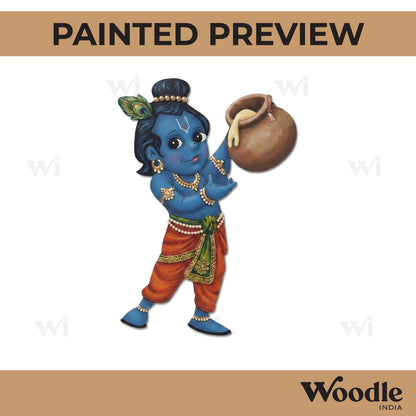 Krishna Ji With Makhan Pre Marked MDF Design 9