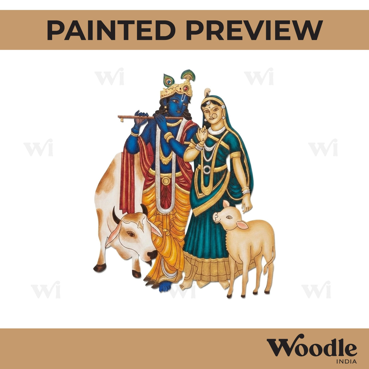 Krishna Ji With Radha And Cows Pre Marked MDF Design 1