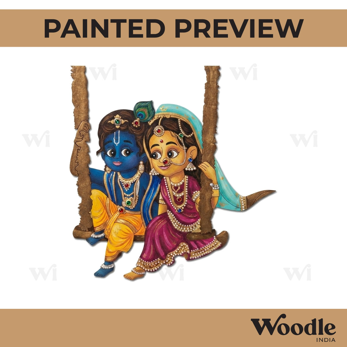 Krishna Ji With Radha Pre Marked MDF Design 1