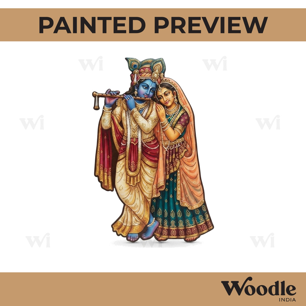 Krishna Ji With Radha Pre Marked MDF Design 3