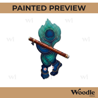 Krishna Mor Pankh Bansuri Pre Marked MDF Design 1