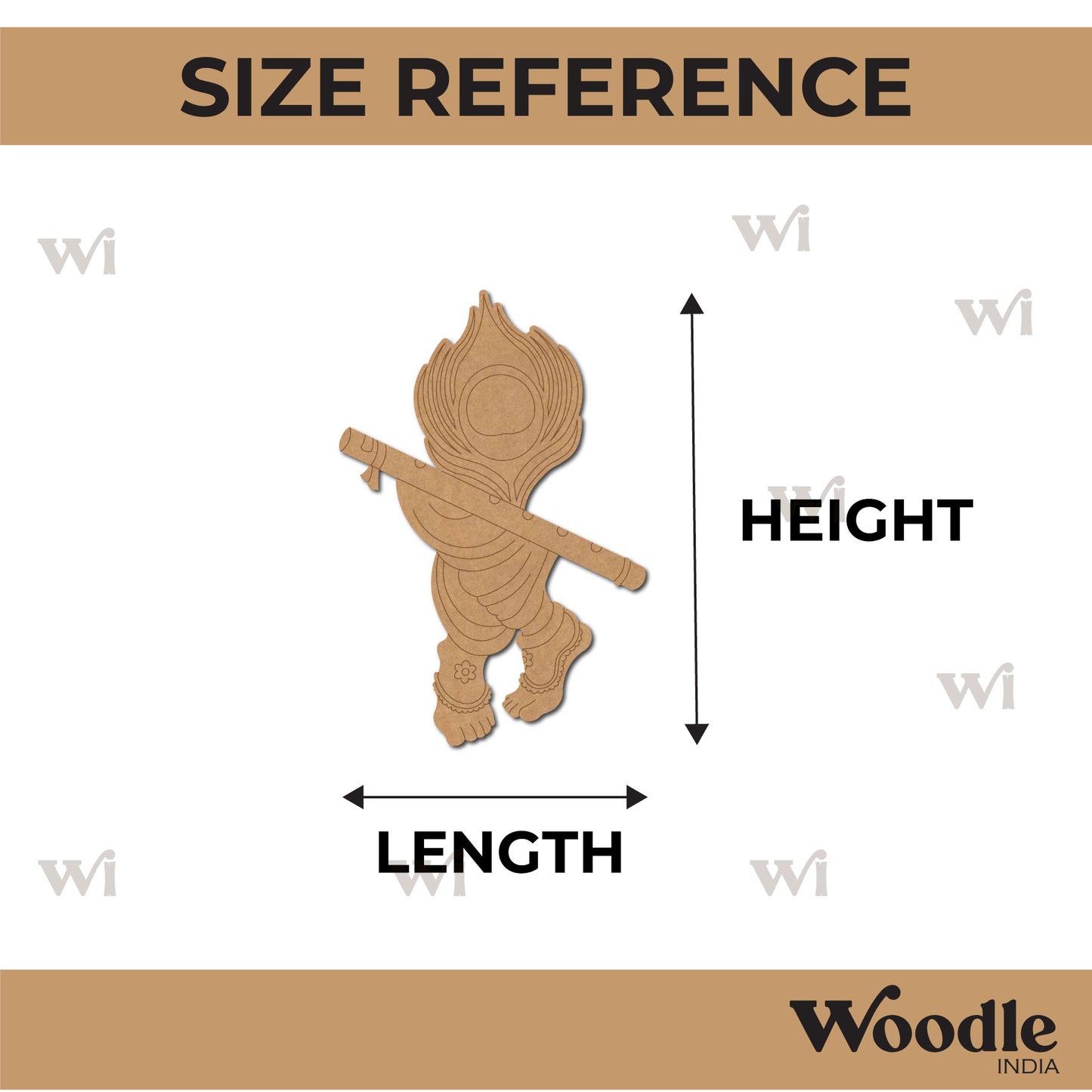 Krishna Mor Pankh Bansuri Pre Marked MDF Design 1