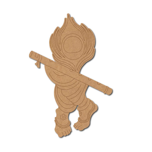 Krishna Mor Pankh Bansuri Pre Marked MDF Design 1