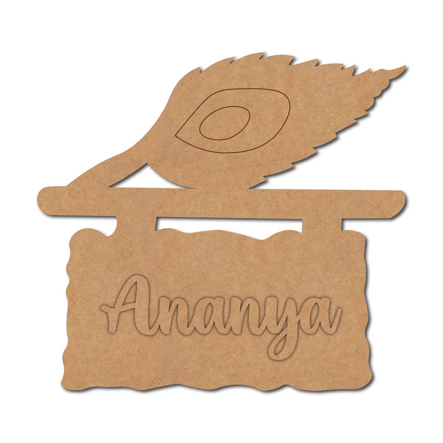 Krishna Mor Pankh Nameplate MDF Design 1