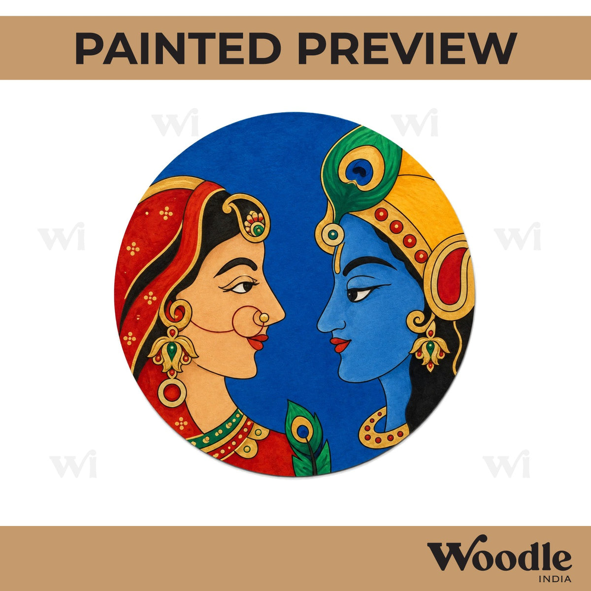 Krishna Radha Pre Marked Round MDF Design 1