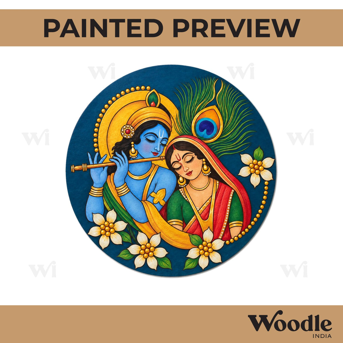 Krishna Radha Pre Marked Round MDF Design 3