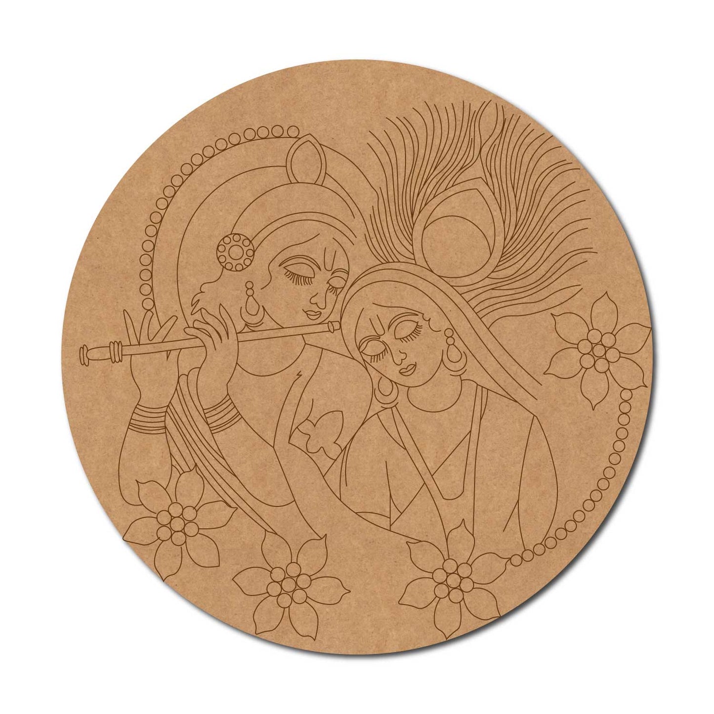 Krishna Radha Pre Marked Round MDF Design 3