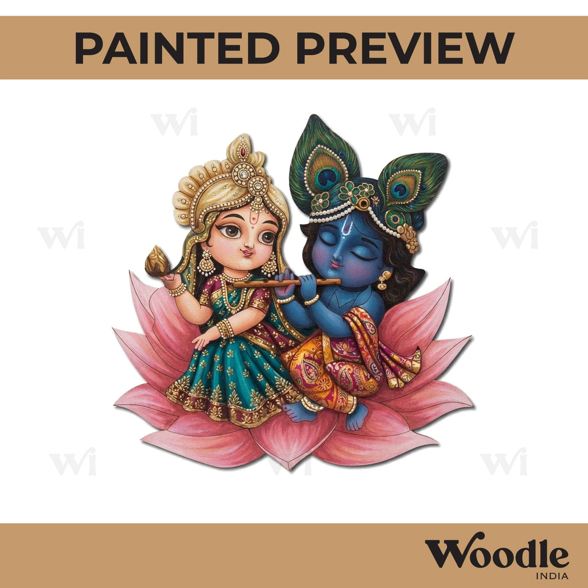 Krishna Ji With Radha Pre Marked MDF Design 5