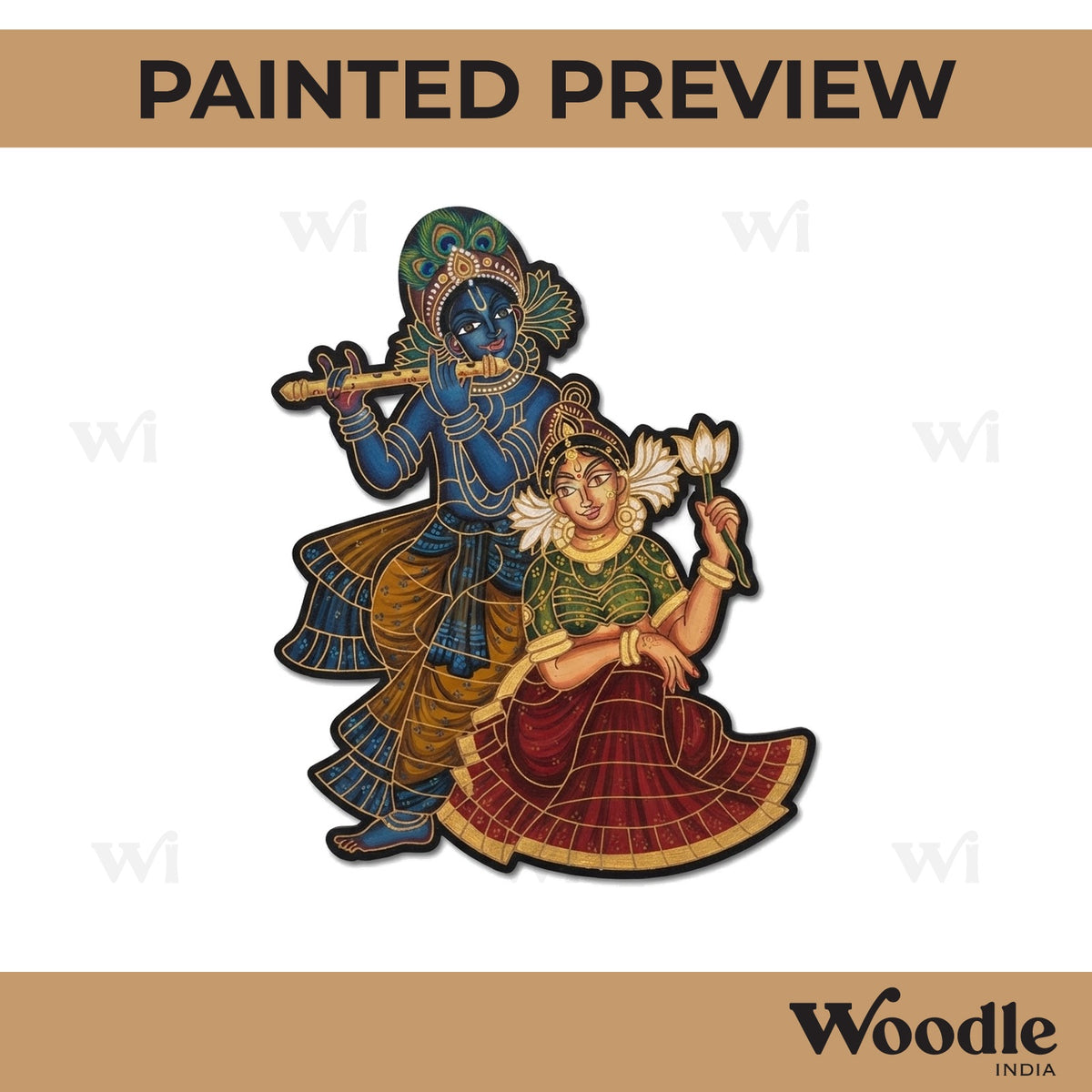 Krishna Ji With Radha Pre Marked MDF Design 6
