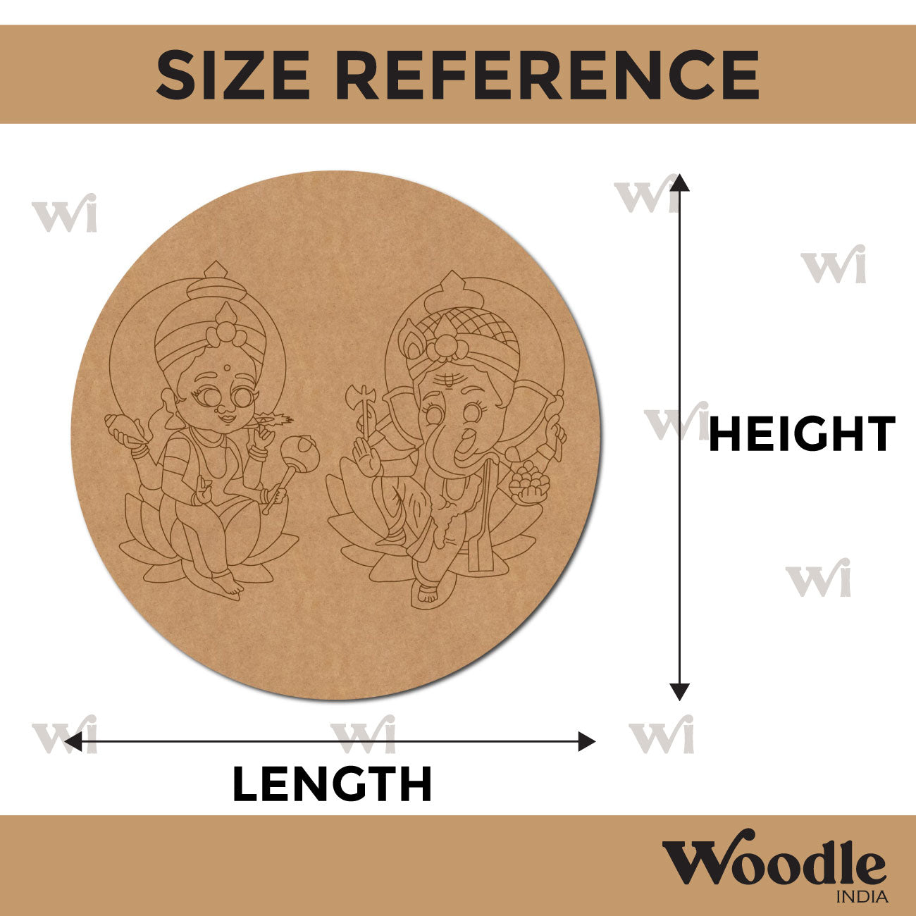 Lakshmi Ji Ganesha Pre Marked Round MDF Design 1