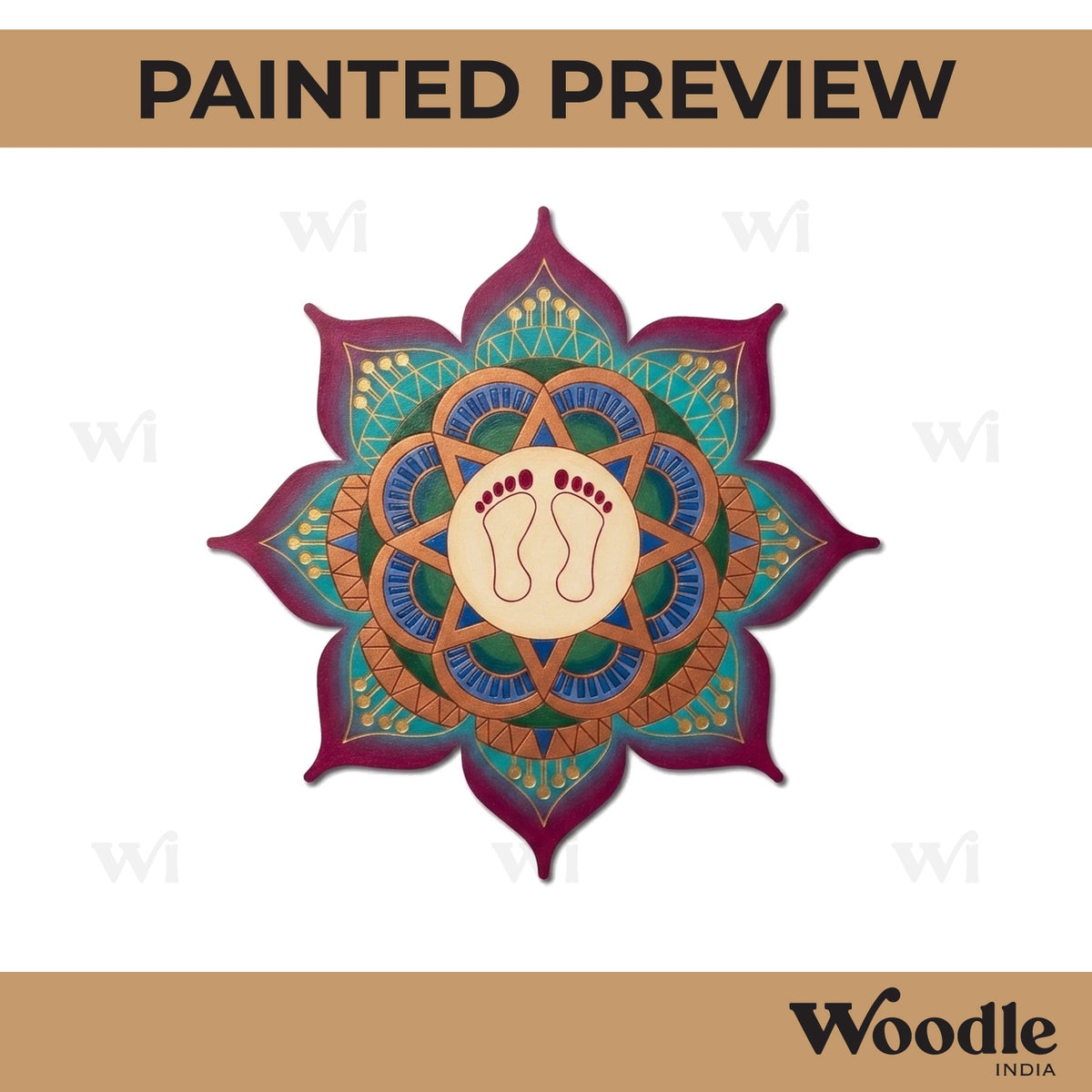 Lakshmi Paul Feet Mandala Pre Marked Base MDF Design 1