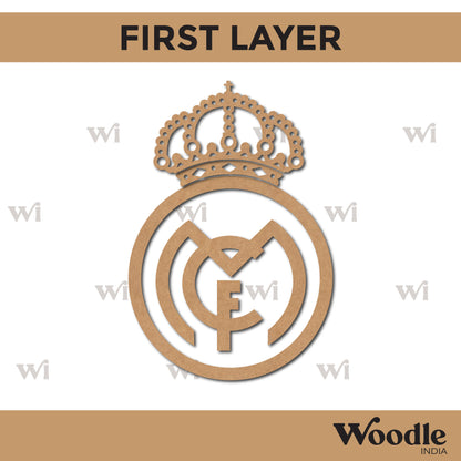 Real Madrid C.F. Crown Logo Football Cutout MDF Design 1