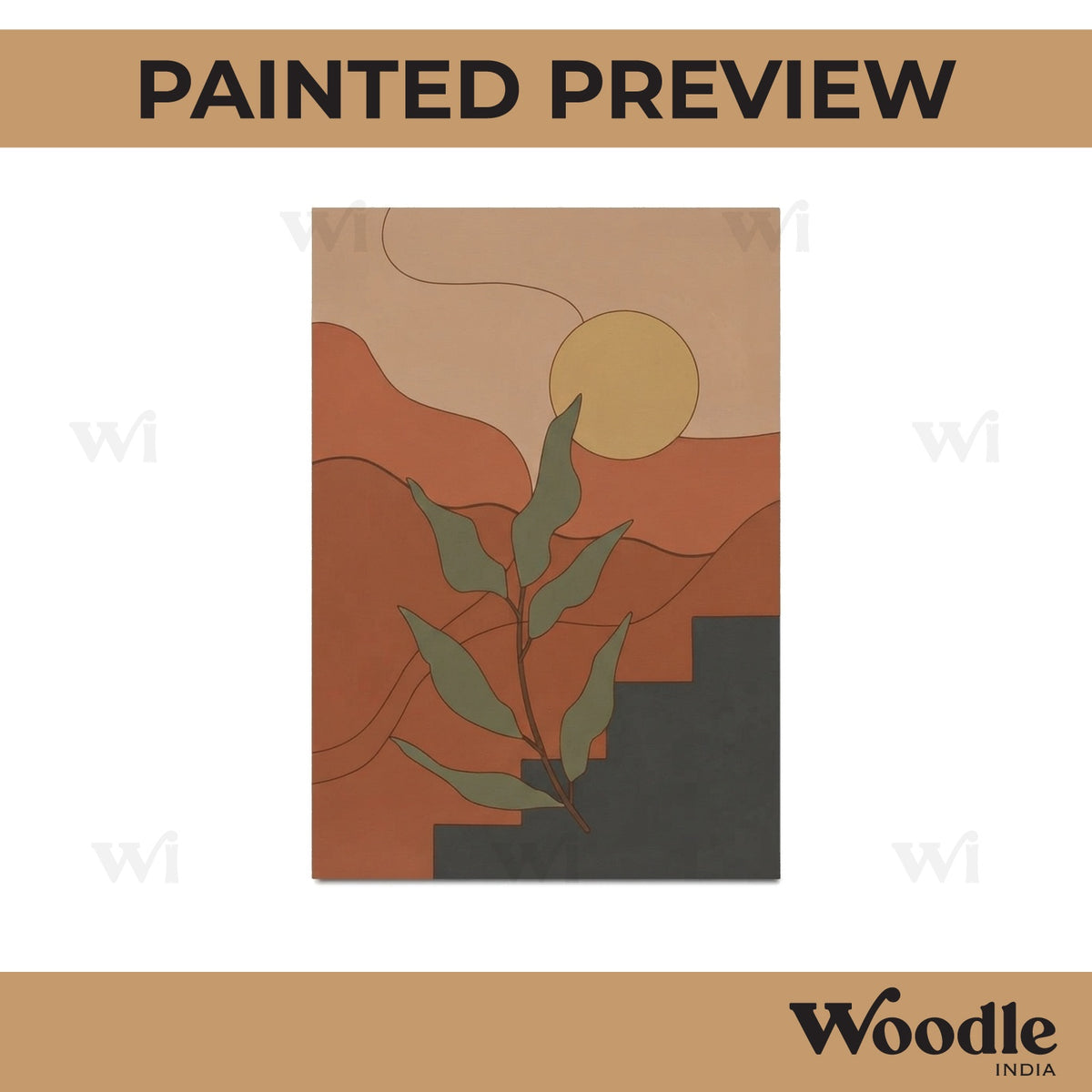 Leaf Boho Art Pre Marked Base MDF Design 1